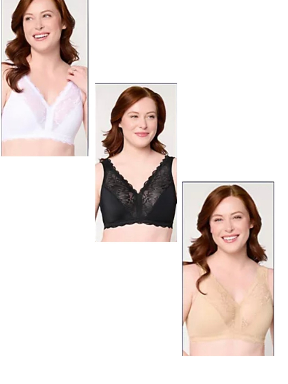 Breezies Soft Support Lace Wirefree Unlined Bra Set of 3 Sz 1X